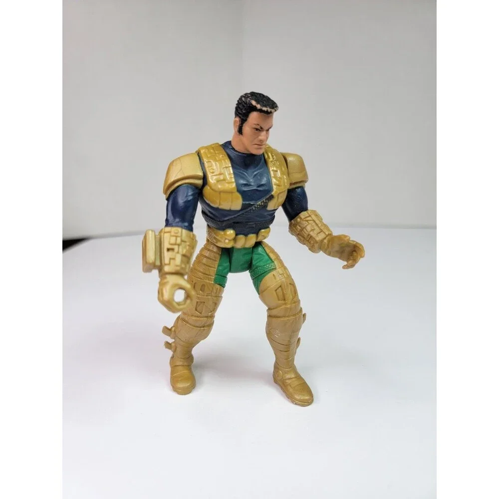 Vintage Armored Warrior Action Figure Gold Blue Green 5” Toy Figure